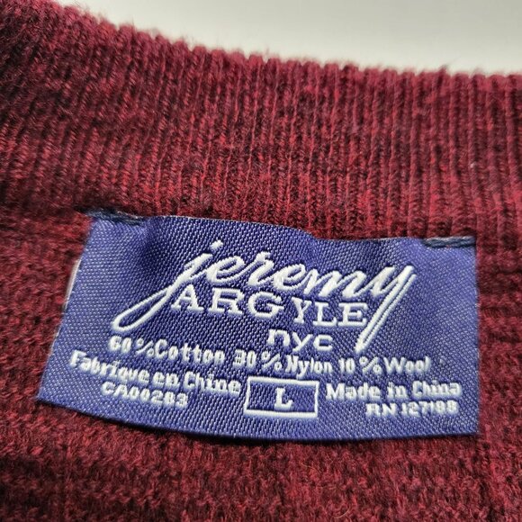 Jeremy Argyle NYC Mens Sweater Henley Size Large Wool Blend Long Sleeve Burgandy - Picture 4 of 15